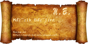 Mázik Bálint névjegykártya